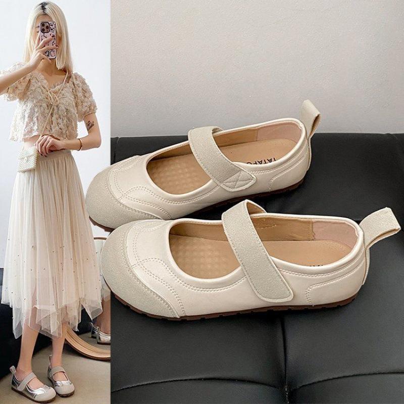 Comfortable Round-toe Single Women's 2025 Spring /Autumn Casual Soft-soled Shallow Flat Mary Simple Shoes for Foreign Trade