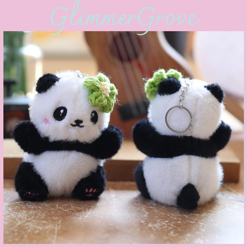 Cute Panda Plush Doll With Short Velvet Fur For School Bag Accessories