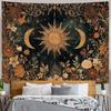 Vintage Celestial Sun & Moon Tapestry,Dark Floral Starry Wall Hanging for Bedroom,Living Room & Dorm Decor,Mystic Boho Aesthetic