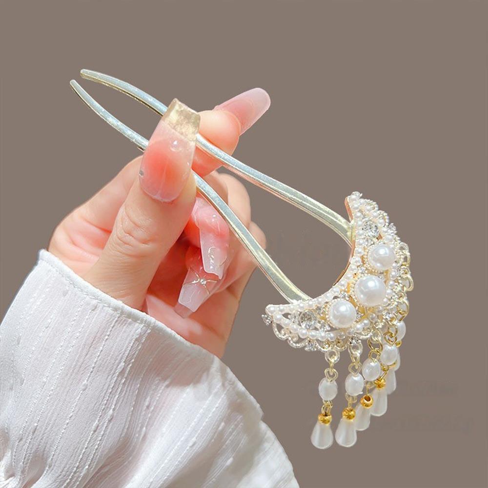 Legierung Haarnadel Quaste Blume Dutt Werkzeug Hochsteckfrisuren Kopfschmuck Vintage U-förmige Haarnadeln für Damen