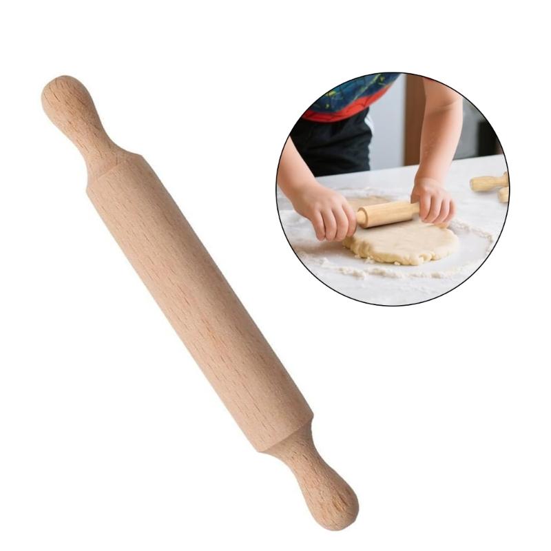 Set Of 6 Small Wooden Playdoughs Rollers Child Sized Baking Utensils Skill Development Kitchen Activity Tool