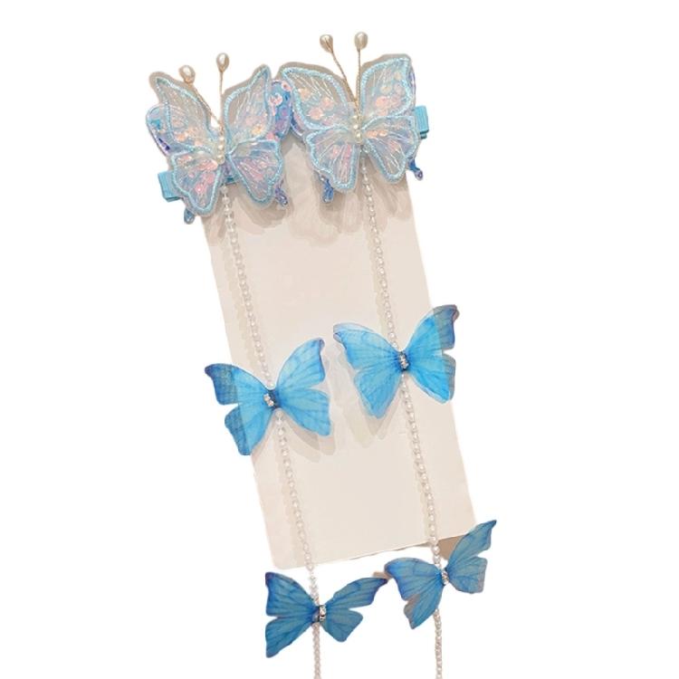 

Pearls Embellished Butterfly Hairpin For Formal Event Casual Outings Braid Friendly Accessory Gentle on Hair Scalp синій