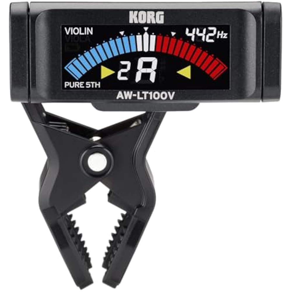 

KORG (KORG) 100 Hour Continuous Drive Violin/Viola Clip Tuner AW-LT100V Mounted on a Peg Box, Com...
