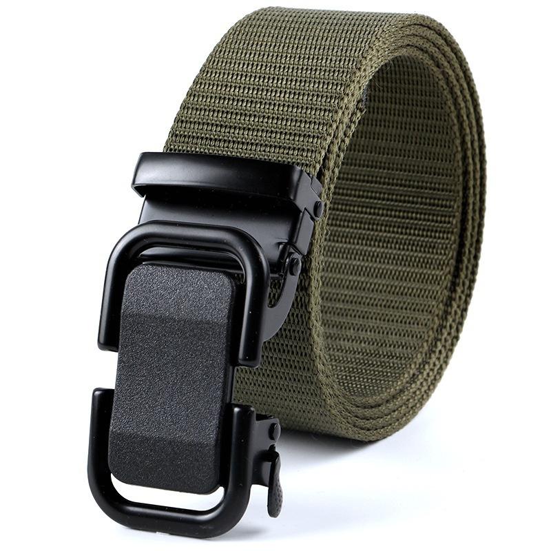

Men S Belt Automatic Metal Buckle Imitation Nylon Webbing Outdoor Work Belt Toothless Automatic Buckle Casual Sports Canvas Belt