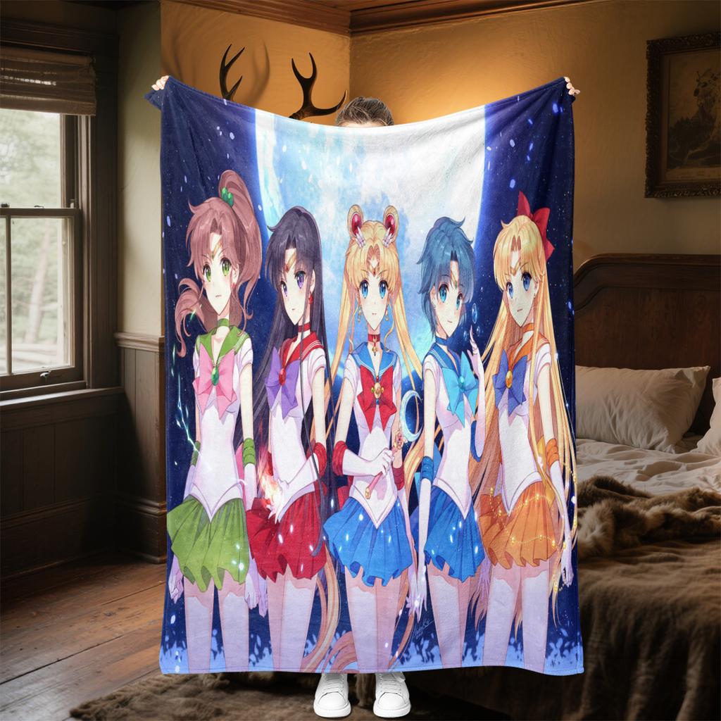 Coperta a tema cartone animato carino anime giapponese Sailor Moon Tsukino Usagi adatta per letti di casa, copridivani, pisolino in ufficio, coperte calde da esterno O5