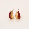 High-End Retro Hong Kong Drip Oil Texture Color Block Earrings: Elegant, Simple Fashion for Women - Perfect Autumn/Winter Accessory