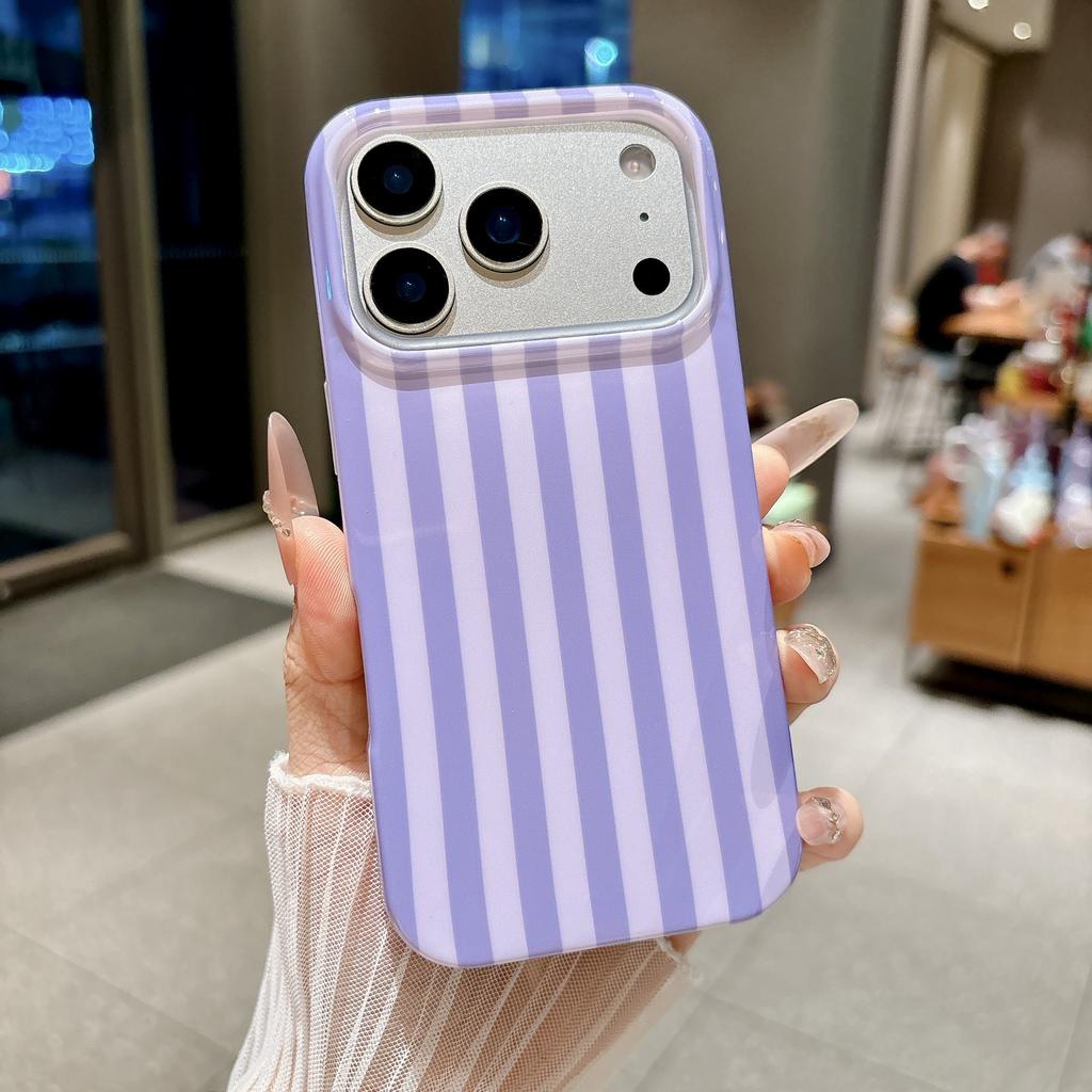 Applicable To iPhone17 Mobile Phone Case 16Plus All-inclusive IMD Striped Color Anti-drop Case 15Pro Soft Case