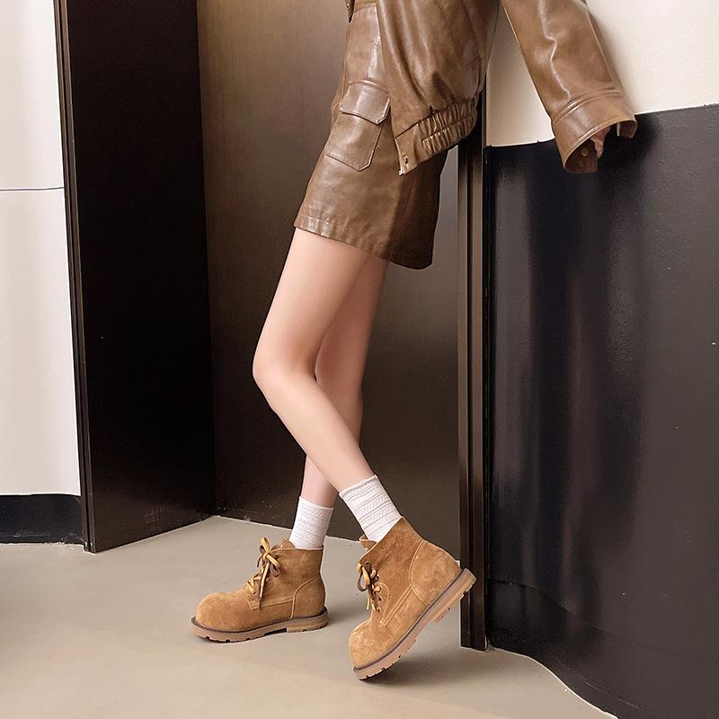 Thick-soled kapibara big-headed martin boots women's 2025 summer thick-soled big yellow boots retro locomotive short boots knight boots