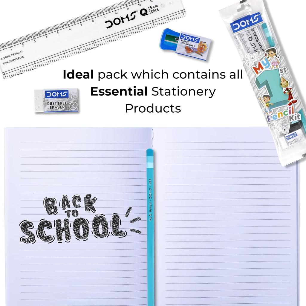 Doms Mein 1. Bleistift-Set 4 in 1 Schreibwaren-Set Mit Bleistift Radiergummi Spitzer Waage Für Schulkinder Anfänger Lernset