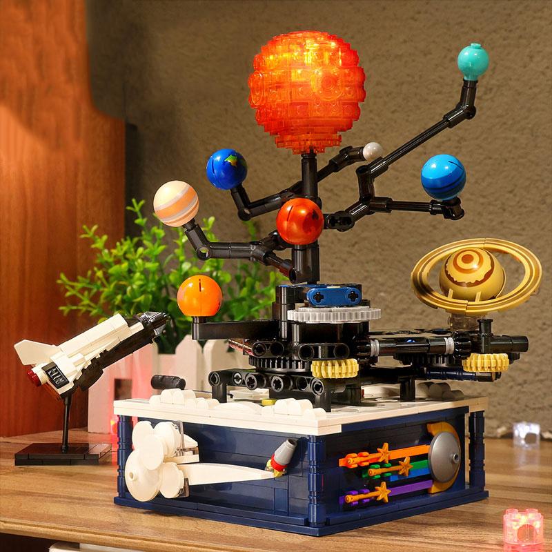 Rotating Solar System Assembling Building Blocks Space Search Series with Bricks Creative Gift Kids Toys