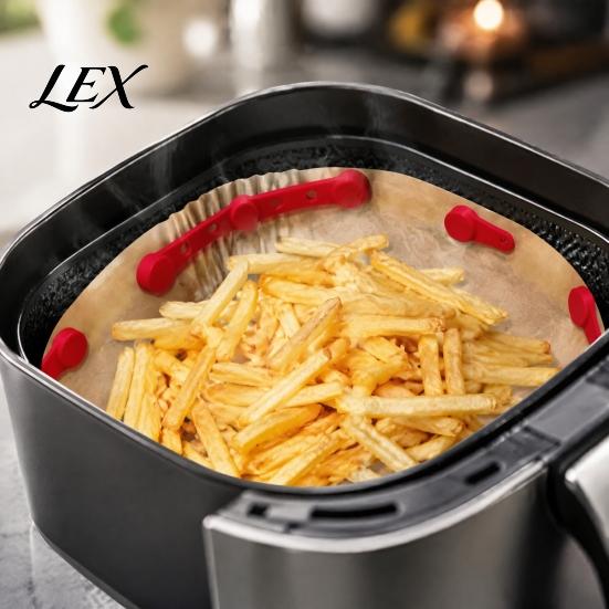 Air Fryer Paper Stabilizer Magnetic Parchment Clips, Food Grade Silicone Buckle, Heat Resistant Clip Holder for Secure Liner Placement And Even