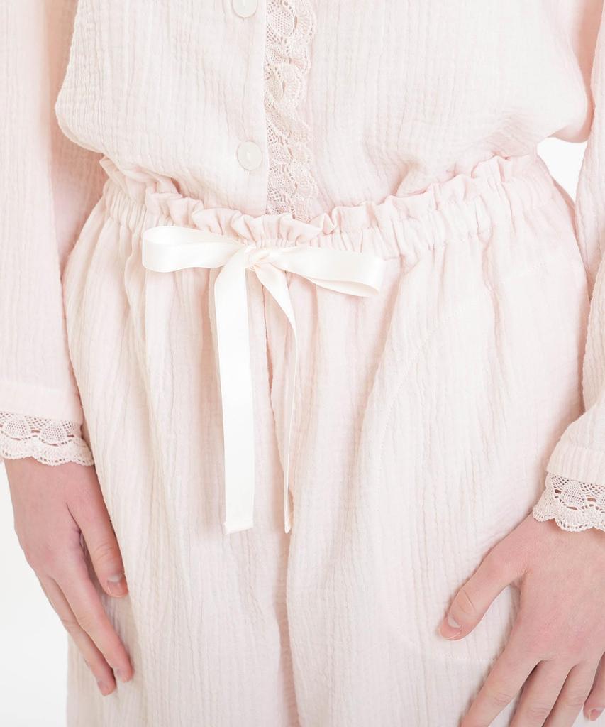 Narue Classic Lacy Pajama Cream Puff Gauze Women's Set, (R)