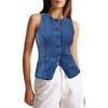Women's Fashion Casual Sleeveless Button Down Denim Waistcoat