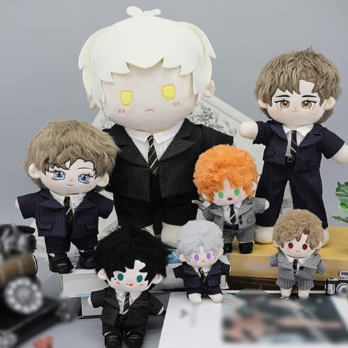 niannyyhouse 10cm x 20cm Plush Clothes: Jacket, Shirt, Tie, Pants, Striped Suit, Cotton Doll, Dress-Up (Blue 10cm)