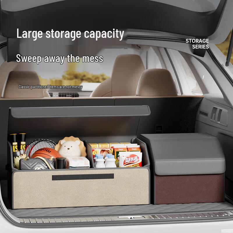 Foldable Leather Car Trunk Storage Organizer