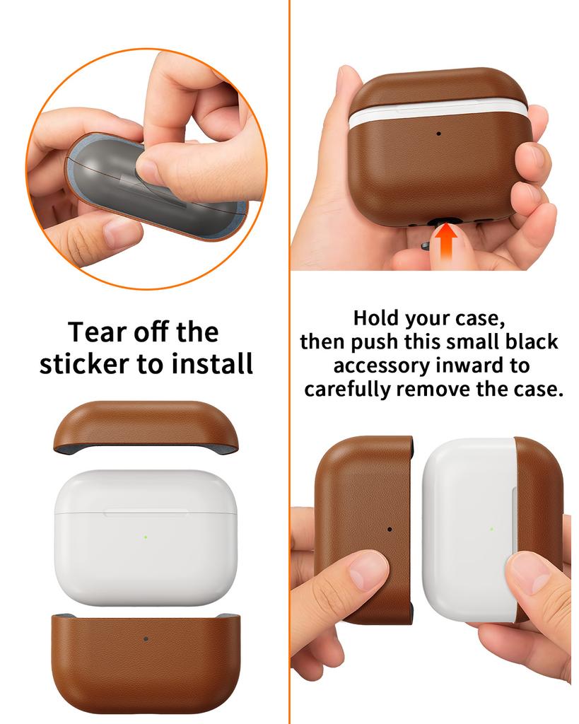 Oatsbasf Genuine Leather Earphone Cases for AirPods Pro 3 Luxury Protective Cover Case for Airpods Pro 3 Shockproof with Hook