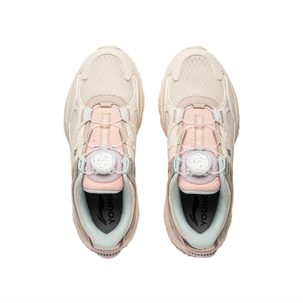 Li Ning Kids Sports Lifestyle Comfortable Soft Non-Slip Shock Absorbing Low-Top Casual Shoes Kids Casual Shoes Off-White Moonlight-Gray YKCU230-4