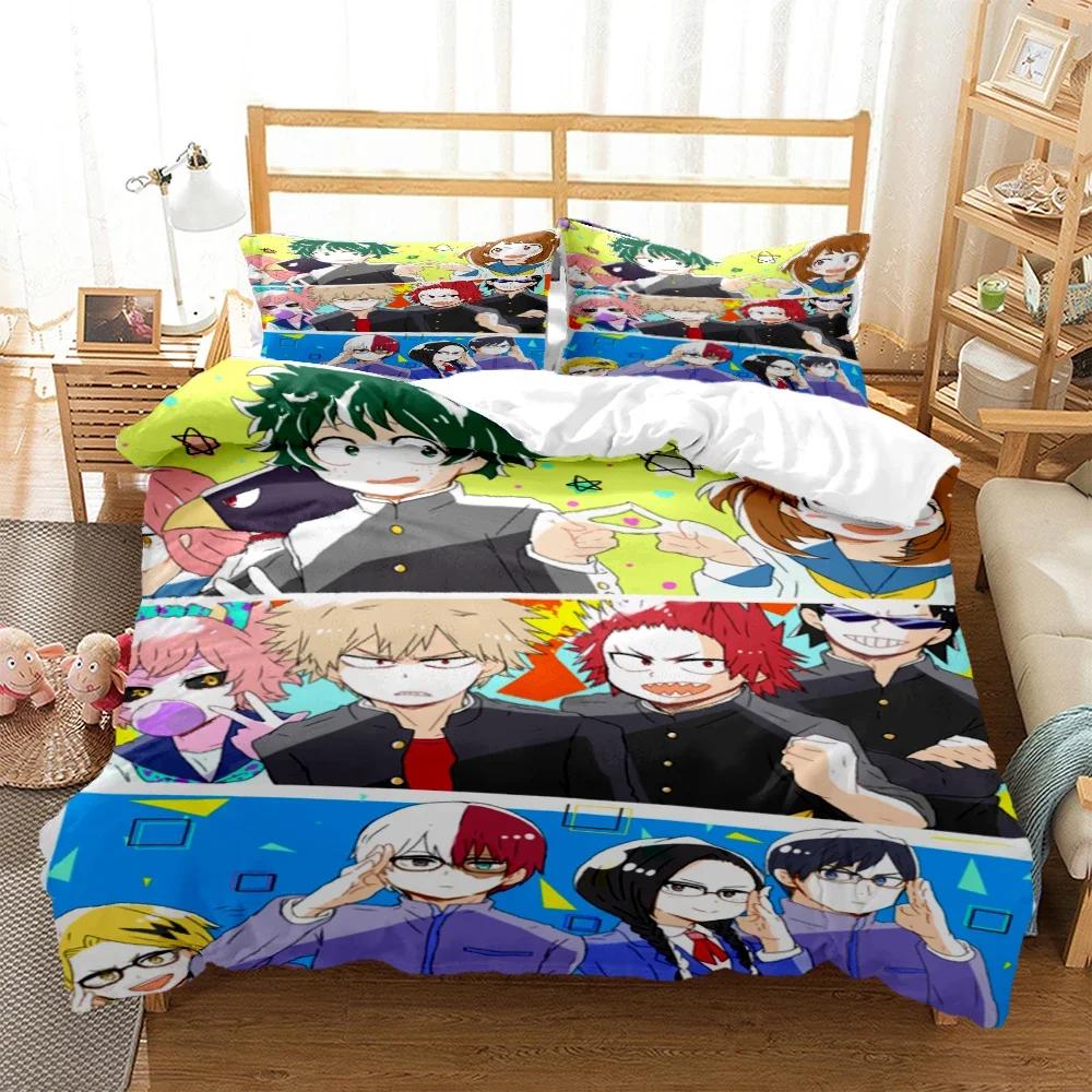My Hero Anime Druck Dreiteiliges Bettwäscheset Mode Kinder Oder Erwachsene Für Betten Bettbezüge Kissenbezüge Bettwäscheset Geschenk