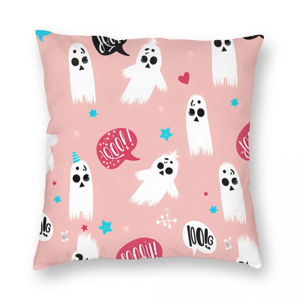 Halloween Cute Ghost Pumpkin Pillowcase Printed Fabric Cushion Cover Gift Throw Pillow Case Cover Home Zipper Cm