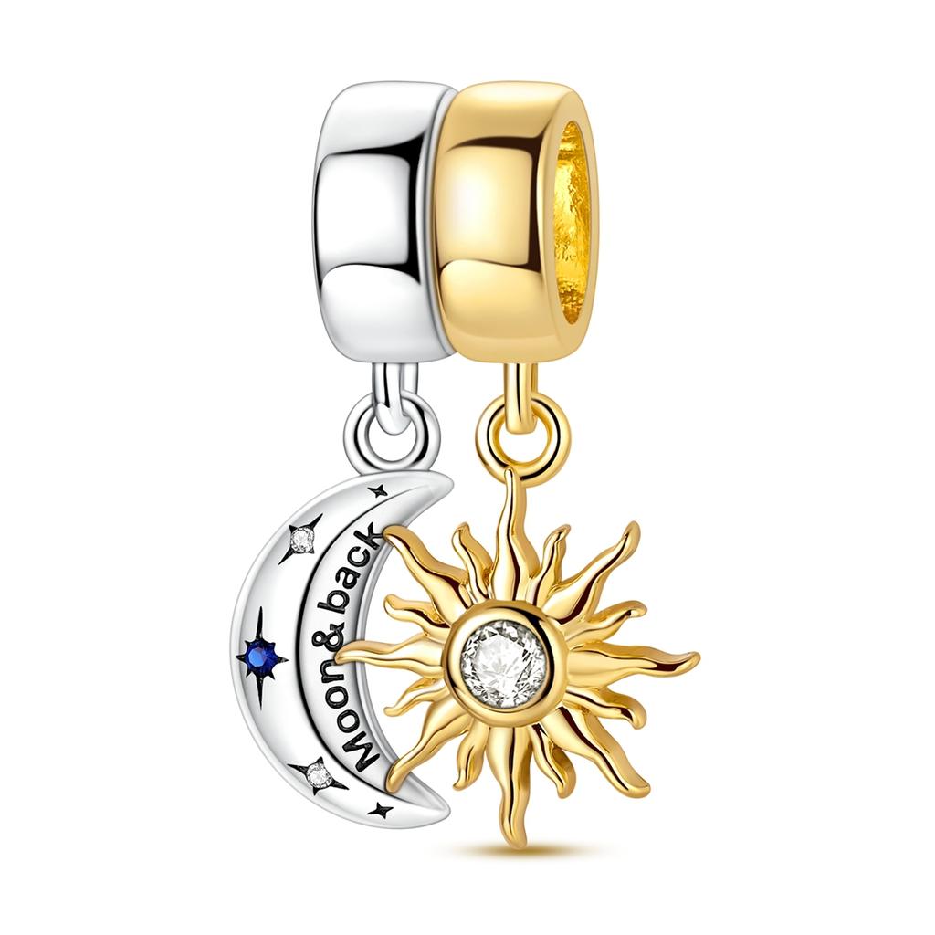 925 Silver Sun Moon Charms Pendants For Women Fit Bracelet DIY Birthday Party Jewelry Gifts