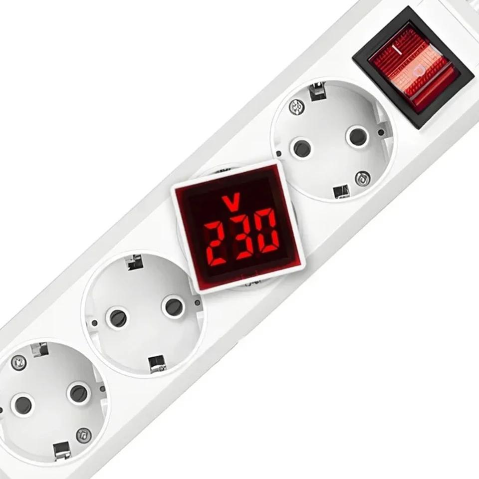 Digital AC Voltmeter Indicator, Digital Voltmeter, No Wiring Required, Euro Plug, Voltage Measurement Range 50 ~ 500V