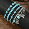 Türkis Schmuck, Damen Armbänder, Böhmische Türkis Retro Perlenarmbänder, Gestapeltes Set Armbänder.