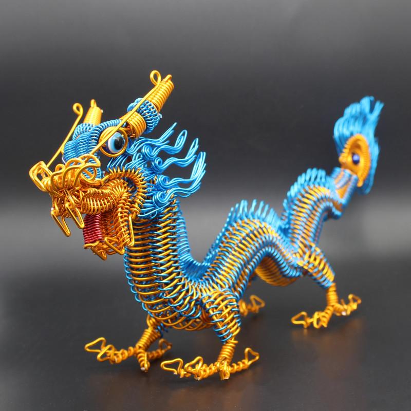 Aluminiumdraht Großer Chinesischer Drache Mythische Tiere Metallornament Handgeflochten Maskottchen Feng Shui Souvenir Handwerkskunst Dekoration
