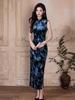 Autumn Retro Velvet Sleeveless Cheongsam Dress: Republic Era-Inspired, High-End Slimming Style