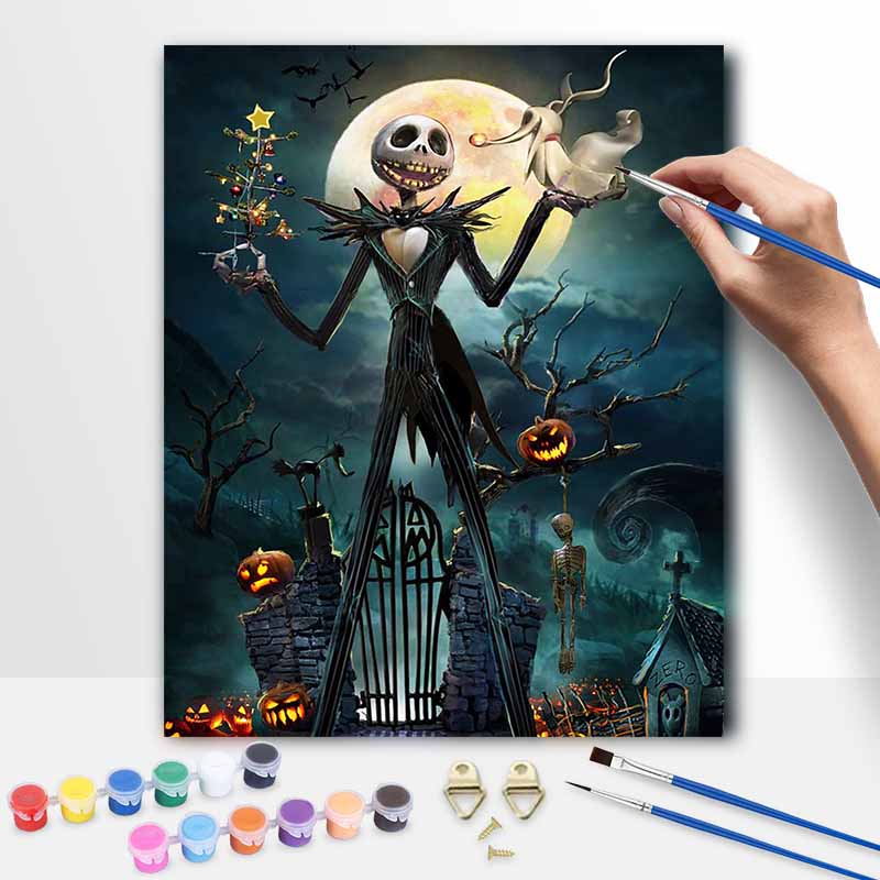 Disney The Nightmare Before Christmas Jack Skellington Oil Paint by Numbers Painting Kit Handmade Diy Home Decoration Gift