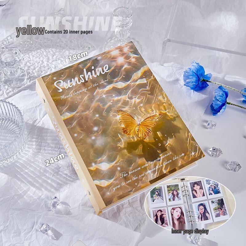 Fumede Альбом для фотокарточек 3 дюйма, 4 кармана, Цвет: Бабочка Желтый (2-Pack)