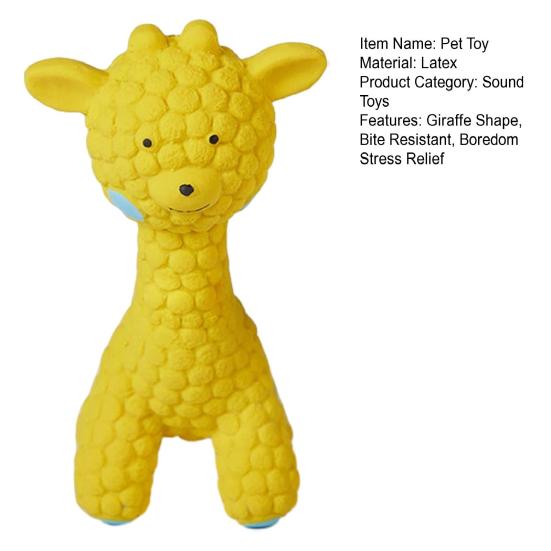 Latex Giraffe Dog Chew Toy Bite Resistant Pet Squeaky Toy Puppies Teething Cleaning Interactive Toy for Small Medium Large Breeds