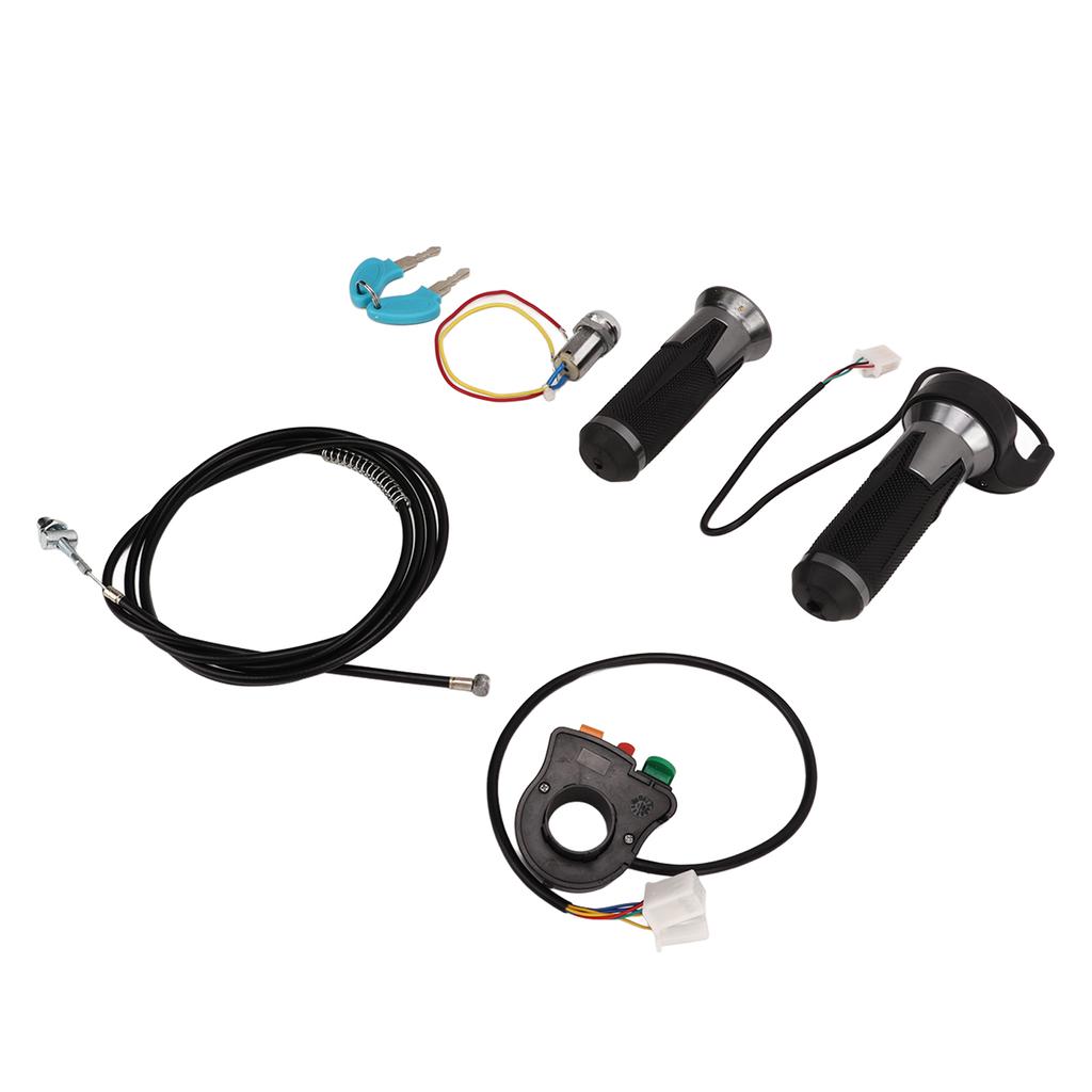 Bike Throttle Grip Kit Anti Slip Bike Drum Brake Line Ignition Switch Key Kit for Electric Bike Scooter Motor