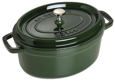 Enameled Cast Iron Cocotte - STAUB - Oval - 29 Cm - Basil - Compatible with All Heat Sources