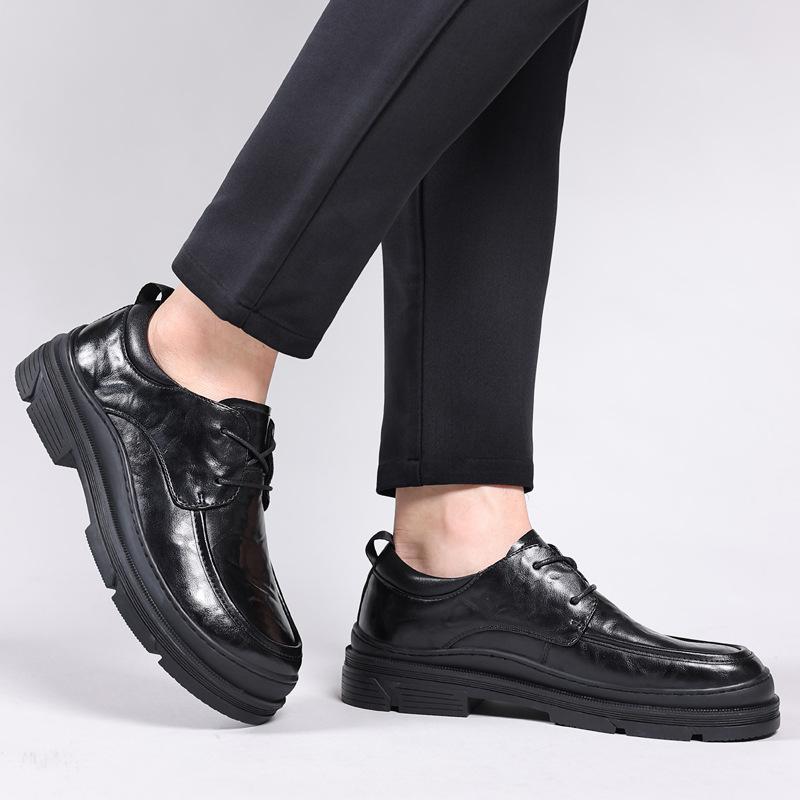 Jesienne brytyjskie retro ręcznie robione mokasyny męskie ze skóry naturalnej ręcznie robione buty z okrągłym noskiem leniwe wsuwane skórzane buty biznesowe