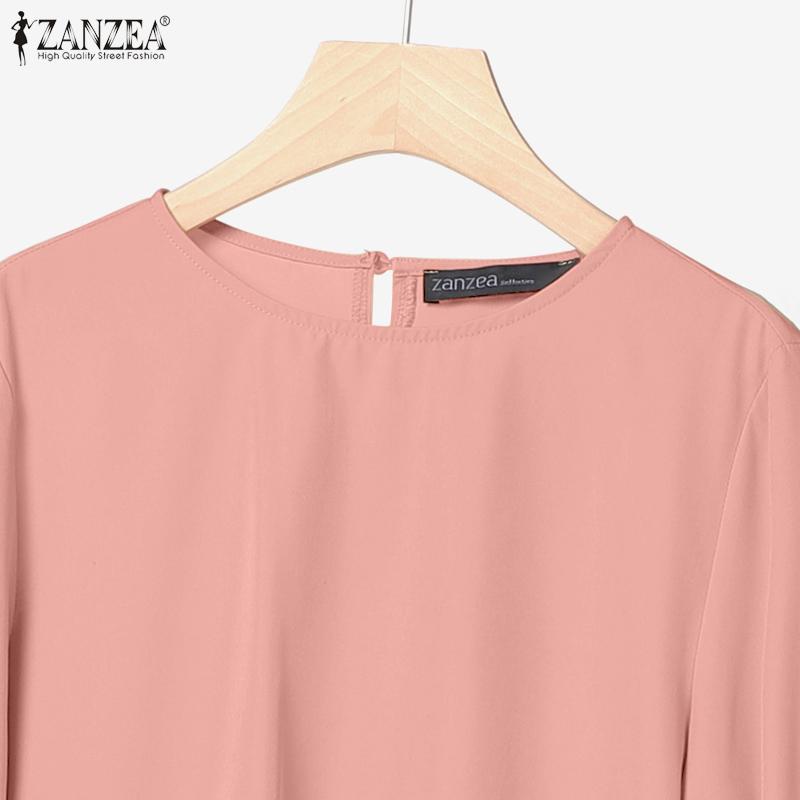 ZANZEA Blusa de Manga Larga para Mujer y Pantalones de Pierna Ancha Conjuntos Casuales de Dos Piezas