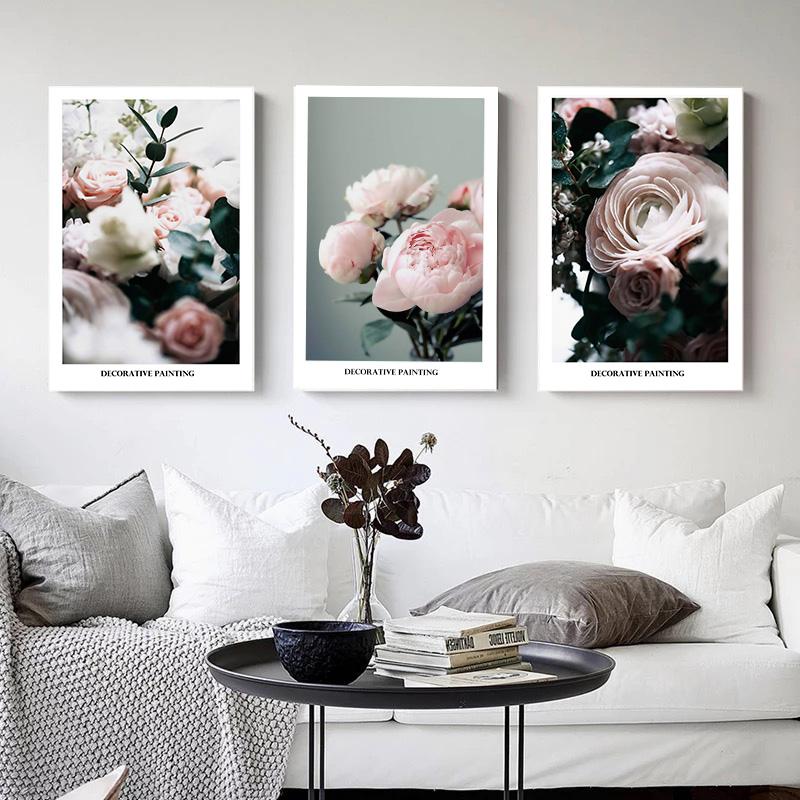 Pink Flower Rose Wall Art Canvas Painting Nordic Posters and Prints Home Decoration Wall Pictures for Living Room Bedroom Decor