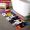 Colorful Cartoon Cat Faces Print Bath Mat, Non-Slip Washable Durable Runner Rug for Bathroom Kids' Whimsical Home Decor