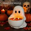 Ghost Candle Holder, Cute Ghost Shape Ceramic Candle Stand, Lightweight Build Halloween Decorative Candlestick Rack for Parties Tabletop, Halloween Ca