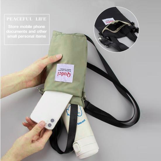 Drikkeflaskeveske med stropp for Qudai Utendørs Multifunksjonell Veske Oppbevaring Håndveske Crossbody Bærbar Veske Vanntett Håndfri