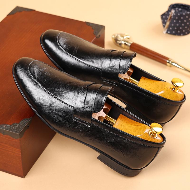 Genuine Leather Men's Casual Shoes Business Formal Men Black Loafers Moccasins Breathable Slip On Male Boat Shoes Comfy Flats