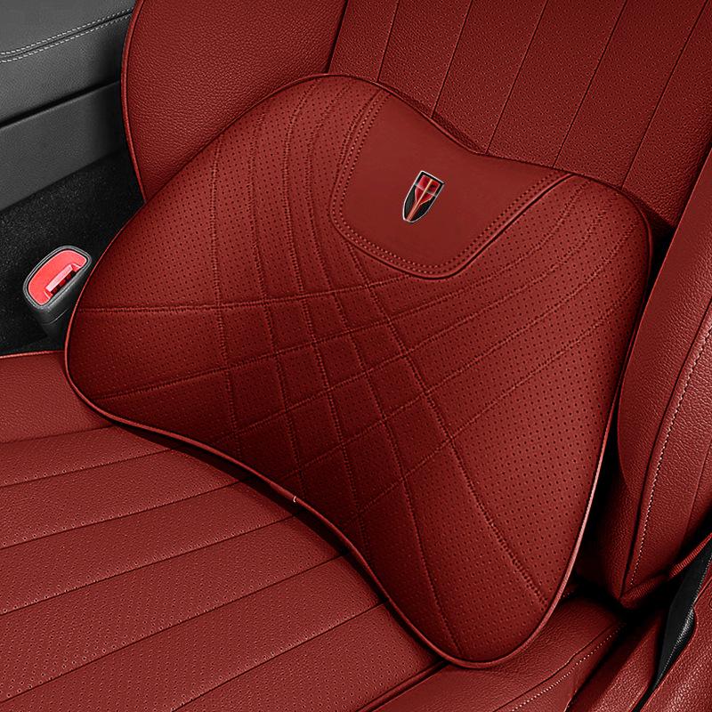 Polštář z paměťové pěny pro podporu krku a beder pro Hongqi HS5, H5, HS7, H7, H9 - Polštář na opěrku hlavy a opěradlo do auta z pravé kůže