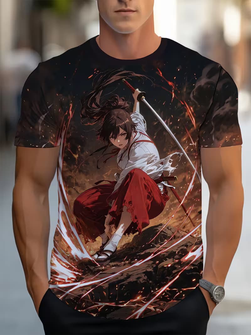 

Men s Retro 3D Graphic Print T-Shirt - Perfect for Daily Wear and Vacation XL