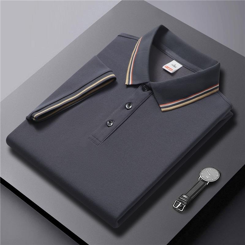   Men's Summer Striped Collar Polo Shirt Short Sleeve Business Casual Breathable