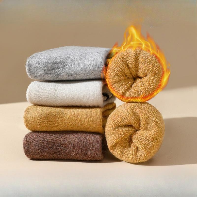 Women's Autumn and Winter New Velvet and Thick Warm Striped Moon Tube Wool Socks