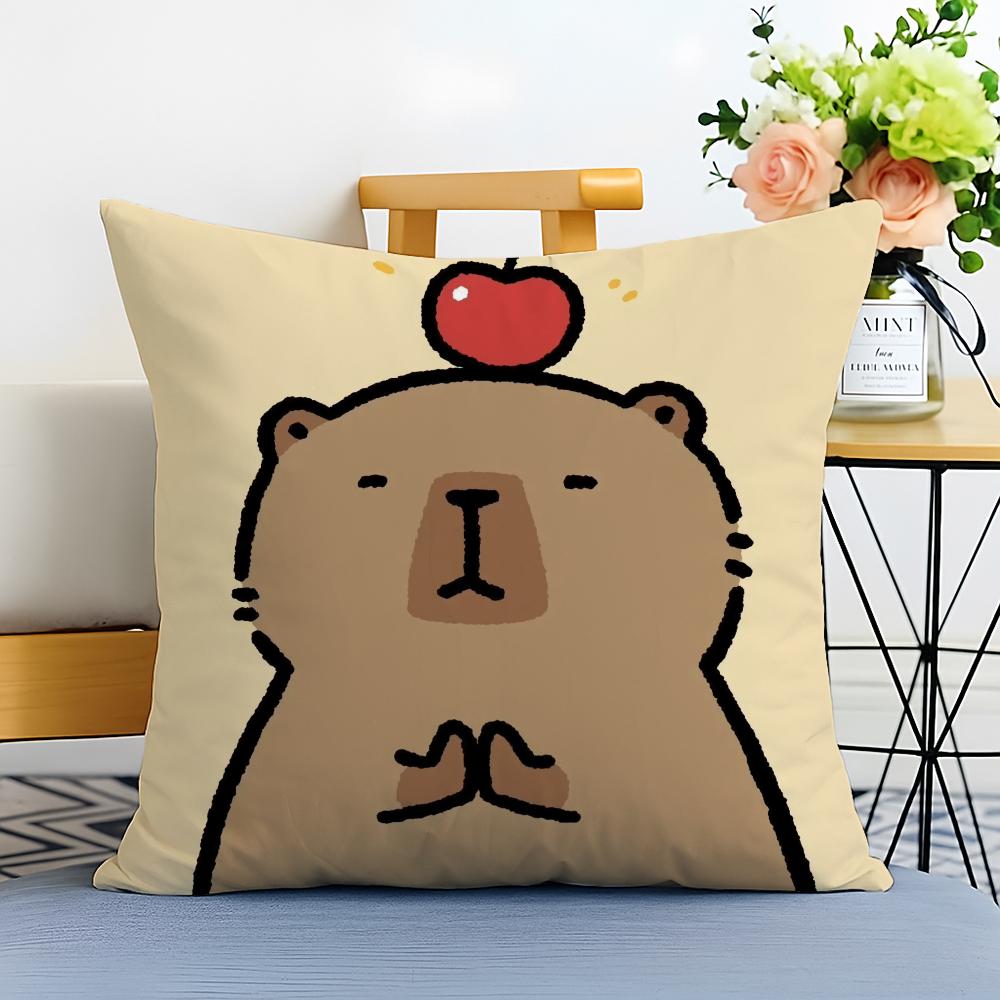 Capybara Cartoon Cute Cushion Cover Washable Linen comfort Soft for Sofa Bed Cozy Home Room Decor