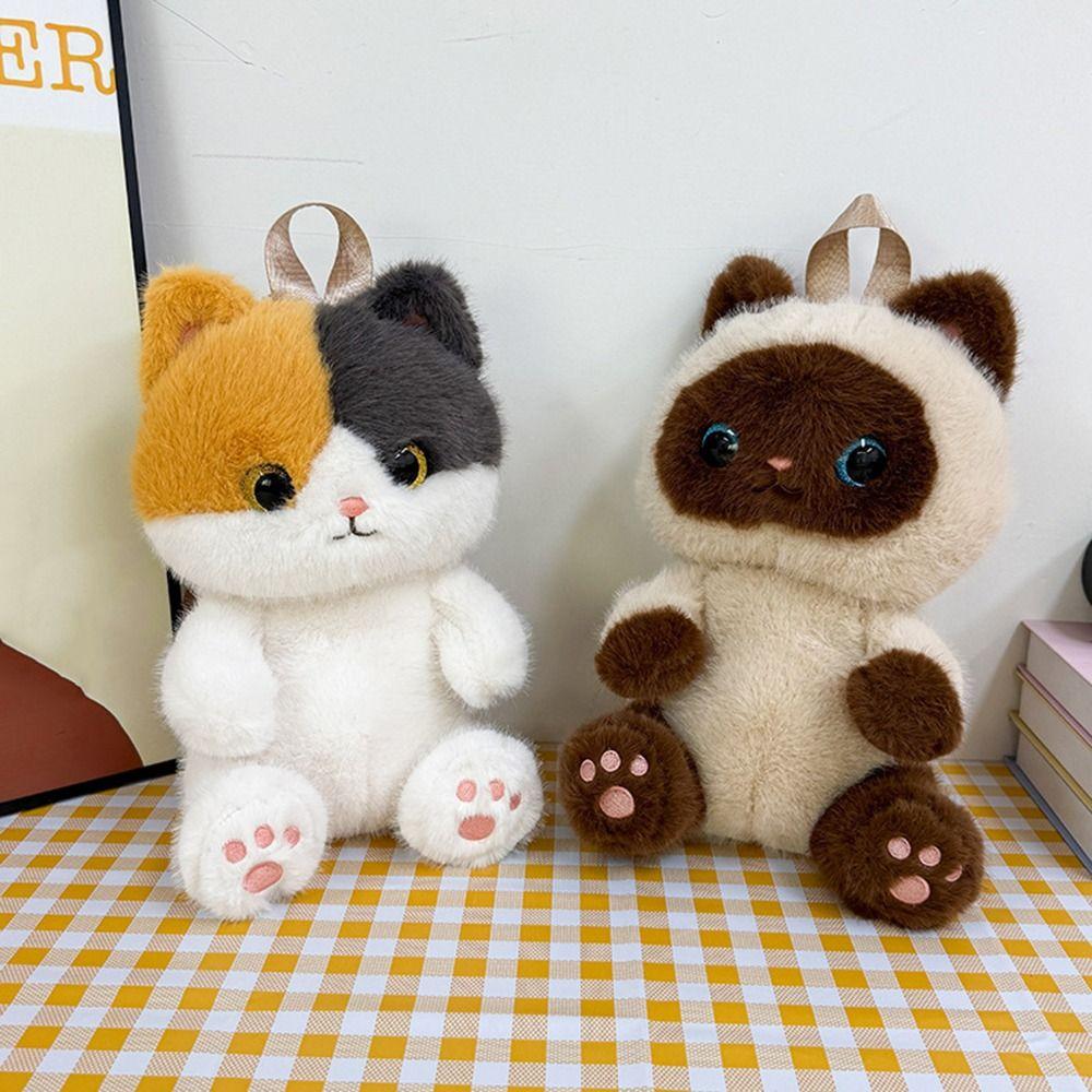 Soft Stuffed Animal Backpack Plush Cat Plush Toy Gifts Cat Plush Backpack  for Kids