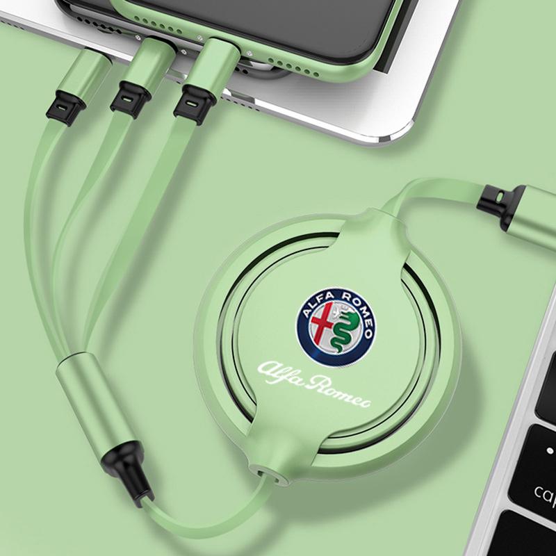 Fast Charing Data Cable 100W Multifunctional 3 In 1 Data Cord For Alfa Romeo Giulietta Giulia Stelvio 156 Gt 159 147 166 Gtv