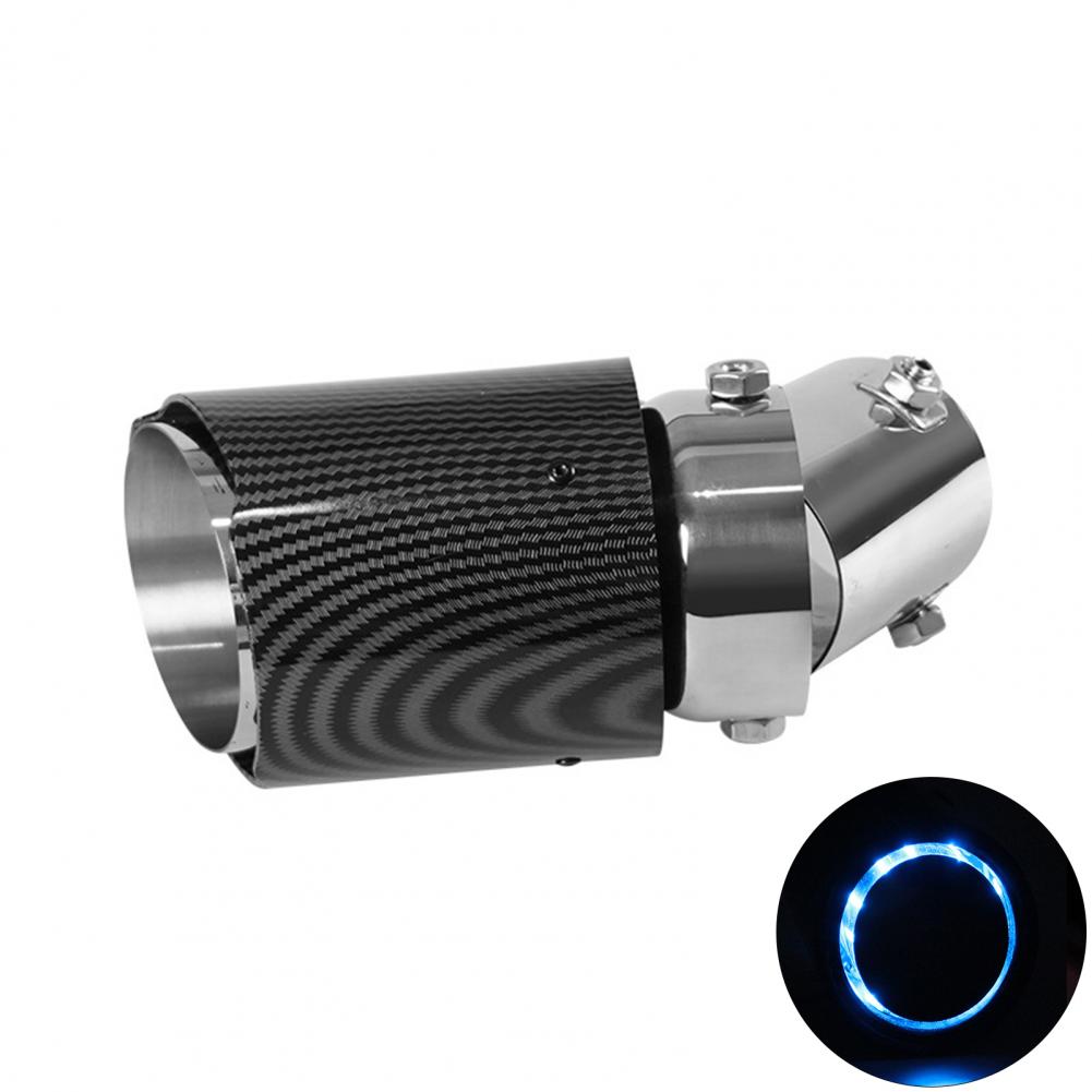 Silenziatore Scarico Auto LED Blu Rosso Luminoso Fibra di Carbonio Terminale di Scarico Auto Silenziatore Tubo di Scarico Auto Robusto Sostituzione