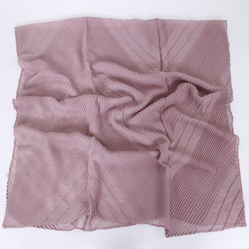 New monochrome cotton and linen pleated scarf in summer, high-quality solid-color pleated cotton and linen head scarf