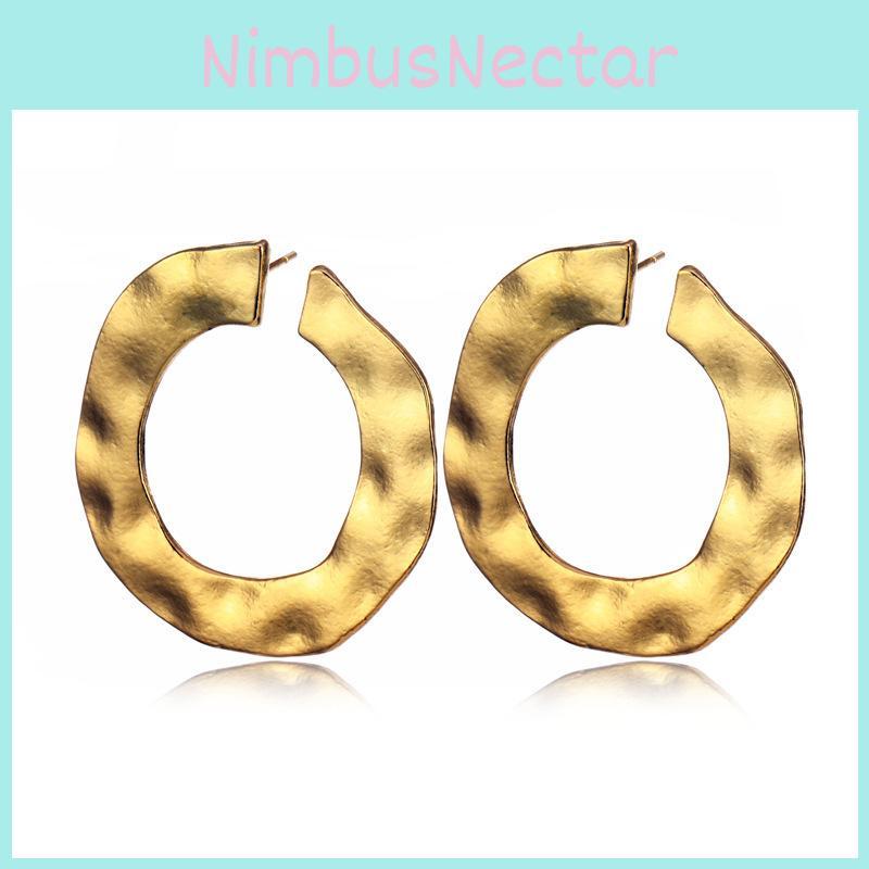 Trendy Alloy Hoop Earrings For Women Geometric Irregular Round Design In Silver And Gold